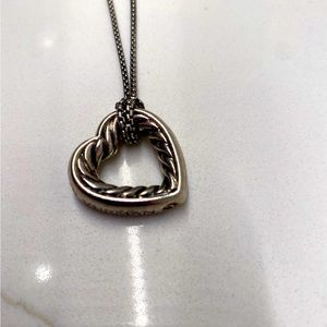 Long David Yurman open heart necklace in sterling silver